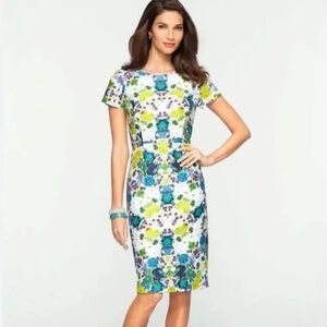 Talbots Mirrored Floral Short Sleeve Sheath Dress